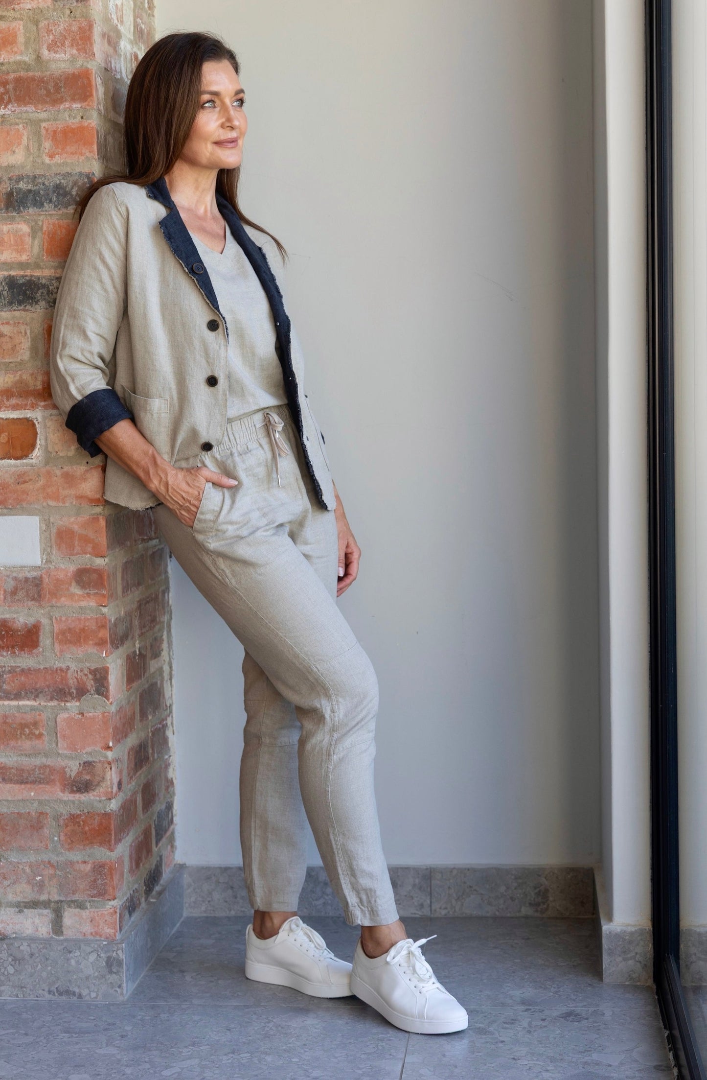 Kira Black Linen Reversible Jacket Front