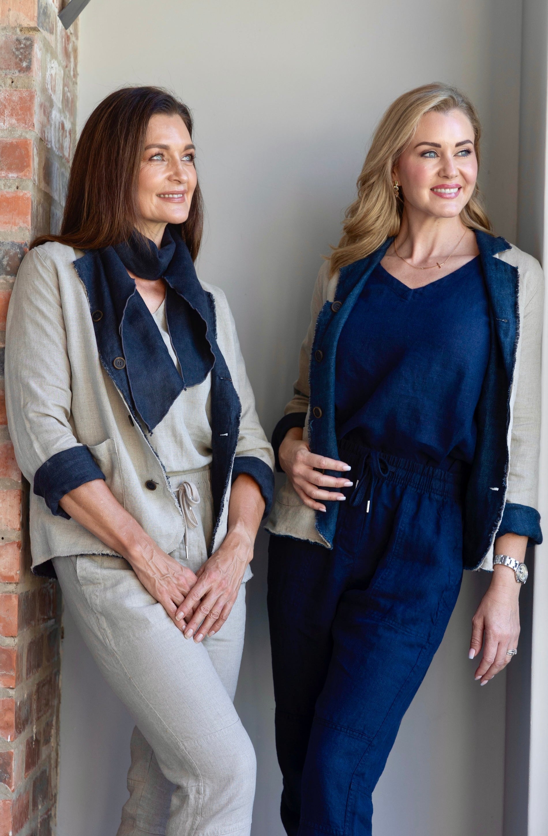 Kira Black, Navy Reversible Linen Jacket