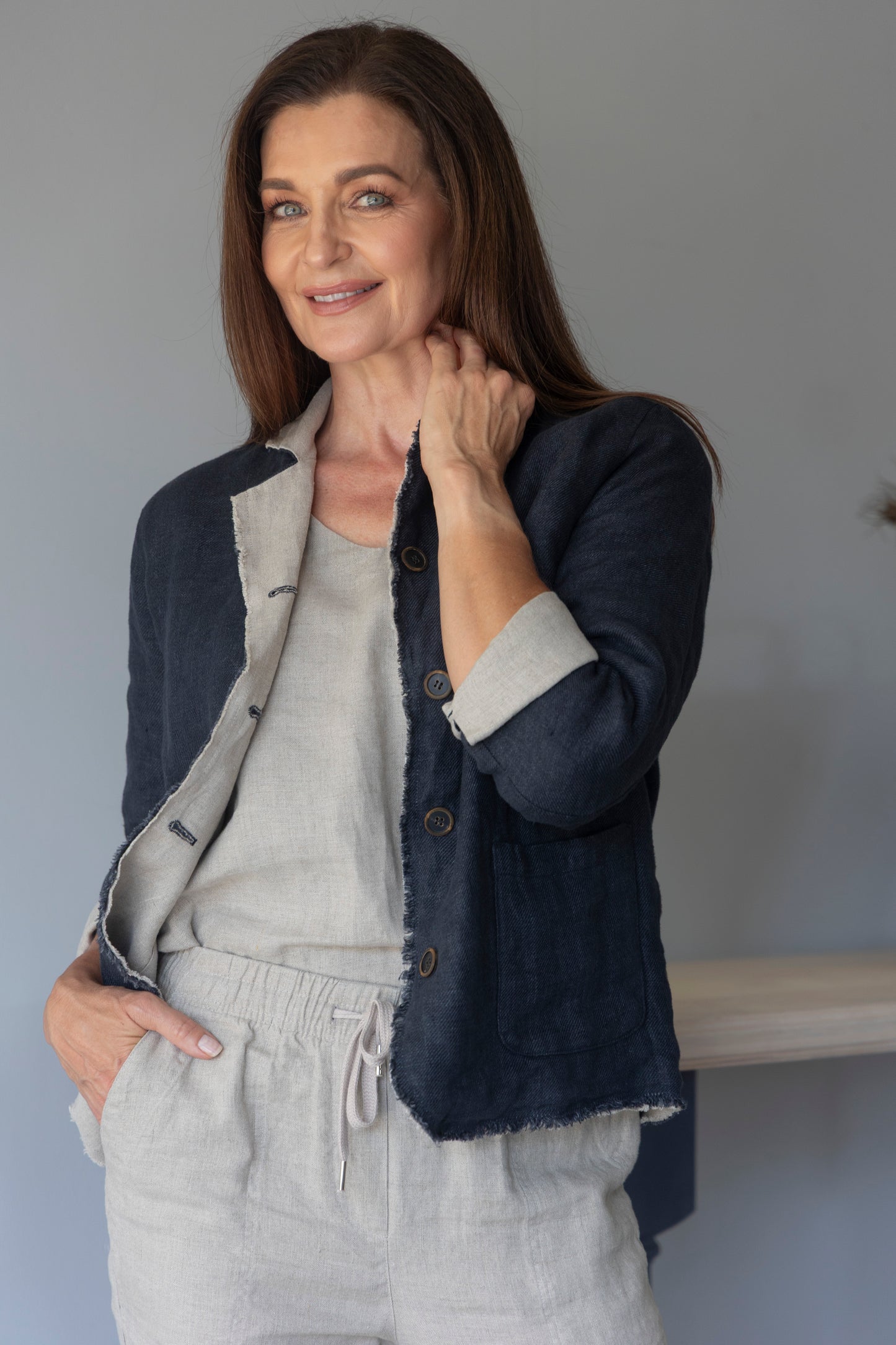 Kira Reversible Linen Jacket