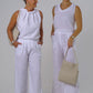 Paired with our Crisped White Linen Lizey and Polo S/less Top